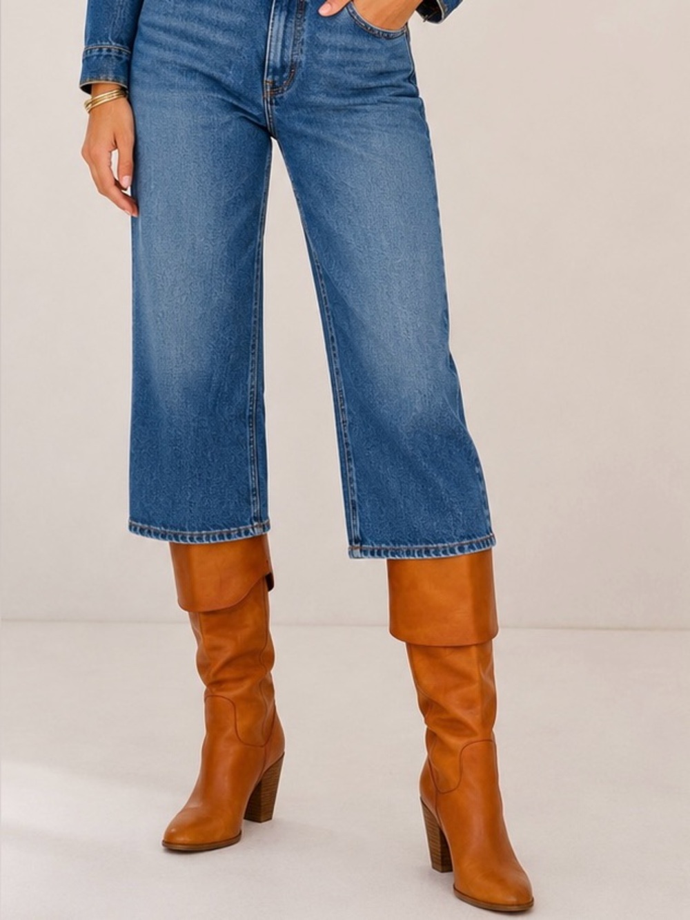 Free People Tan leather vintage over the knee boots size 37 - Picture 1 of 13